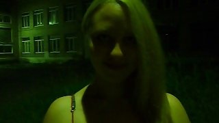 Schoolgirl suck near his school late at night and then fucked in her pussy